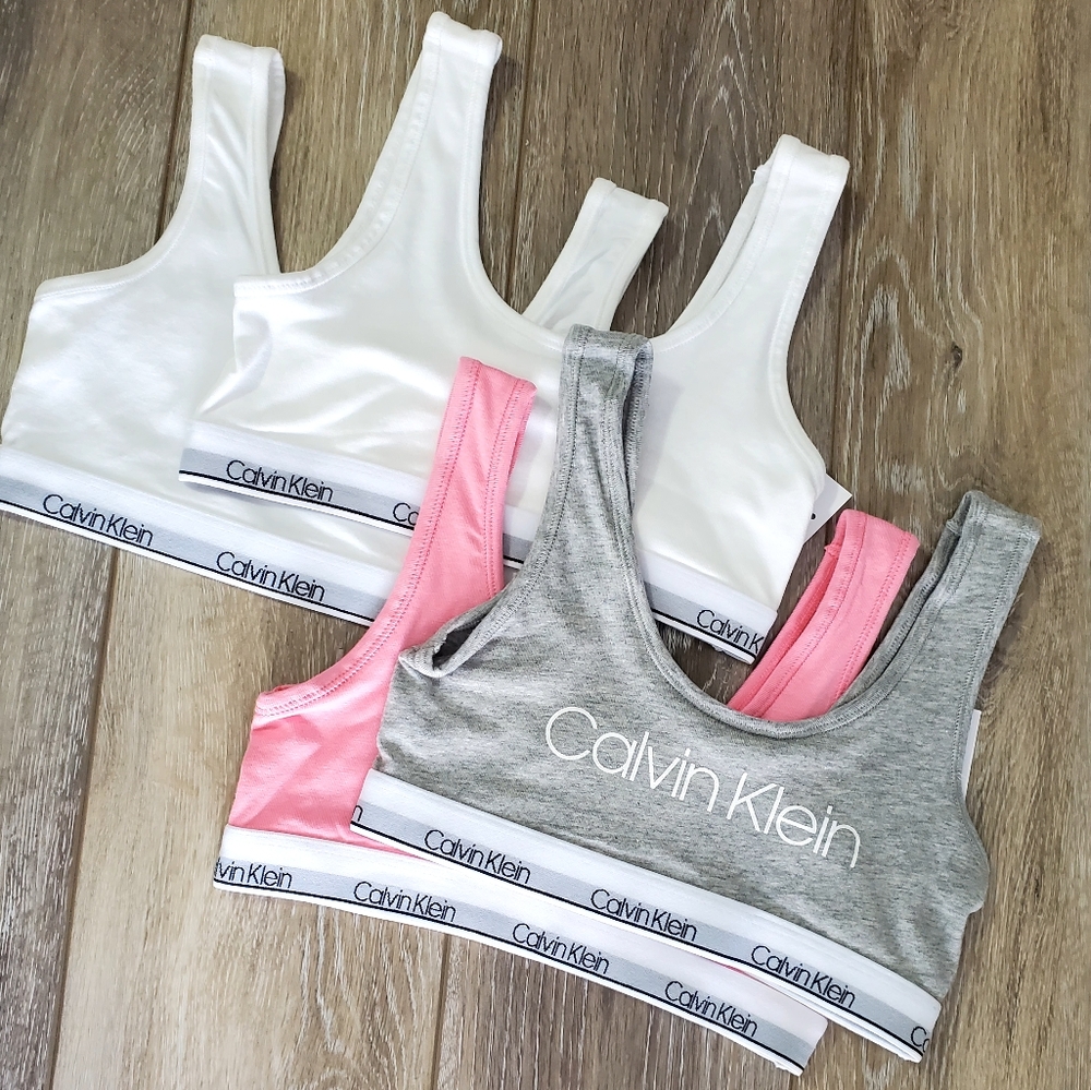 Calvin Klein girl's cotton training bras gray, pink, white, multiple, size 6X